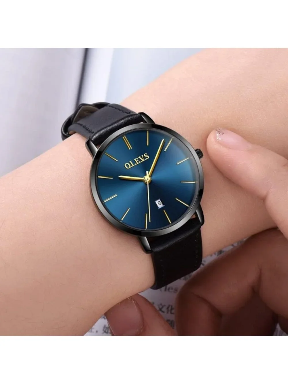 Women's Navy blue Face and Black Band Classic Female Dress Wrist Watches